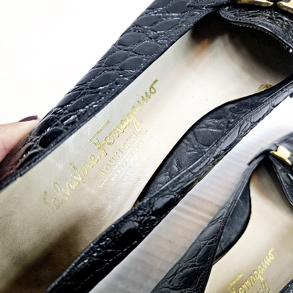 Vintage Salvatore Ferragamo Croc Embossed Loafer size 8.5 - Picture 9 of 12